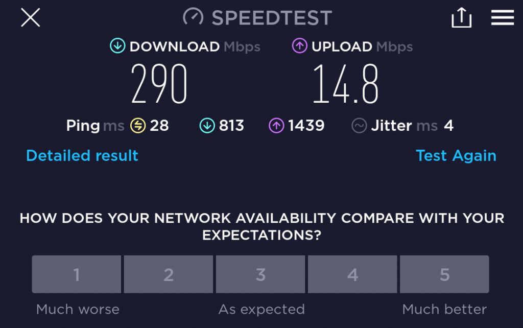 Three 4G Plus Hub speed test.