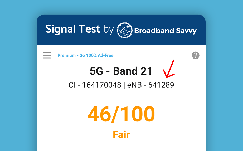 Broadband Savvy app eNB value view.