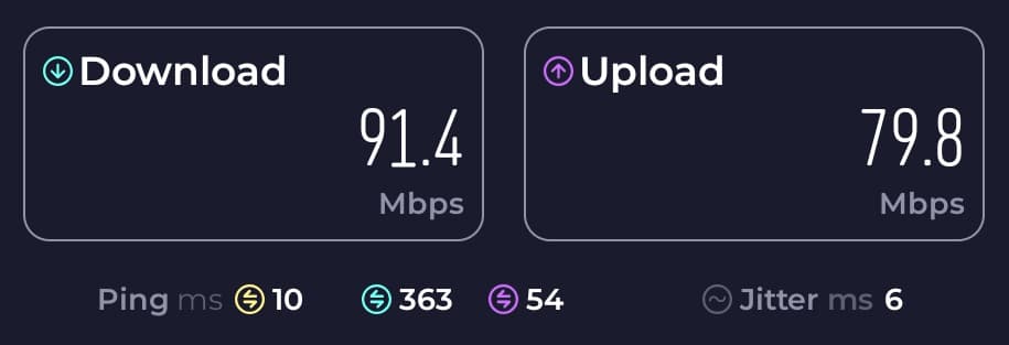 BT Smart Hub 3 medium-distance speed test.