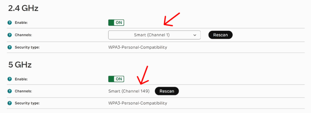 Changing WiFi channels on an EE router.