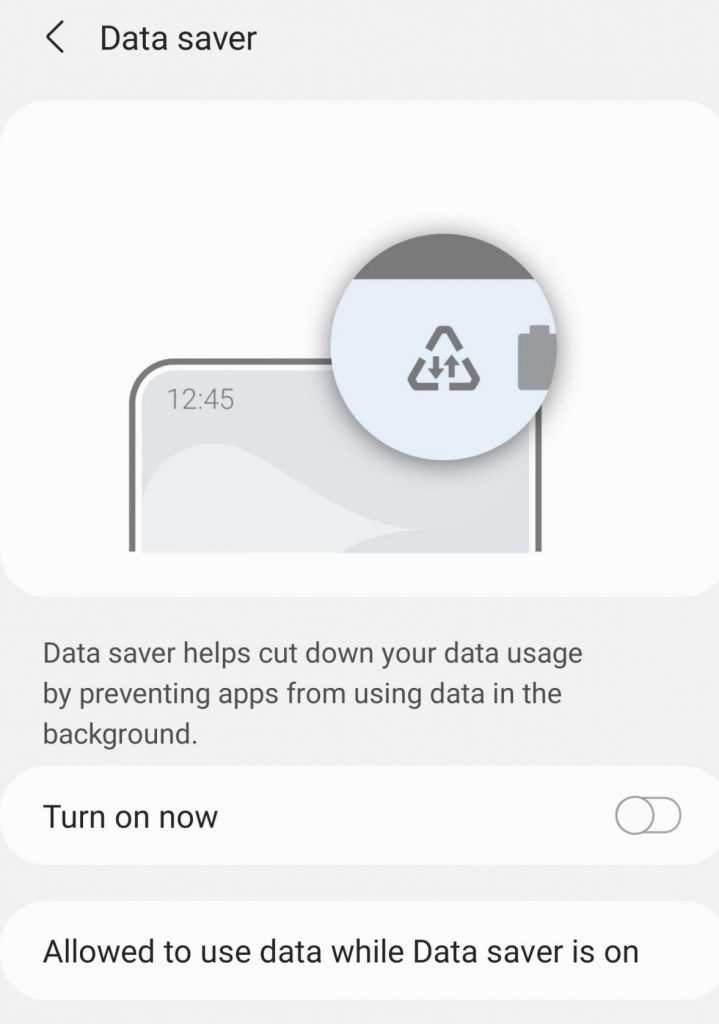Data saver mode in settings on Android.