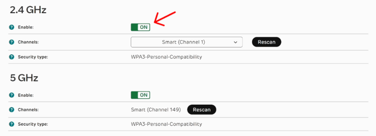 Disabling 2.4GHz WIFi band on an EE router.