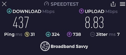 EE Smart 5G Hub close range speed test.