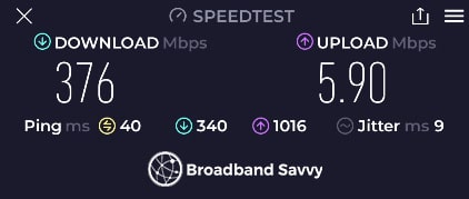 EE Smart 5G Hub medium range speed test.