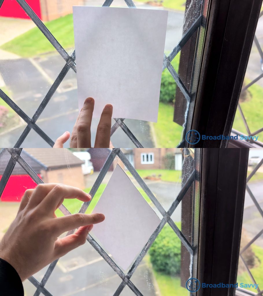 Trimming the electrostatic pad into a diamond shape.