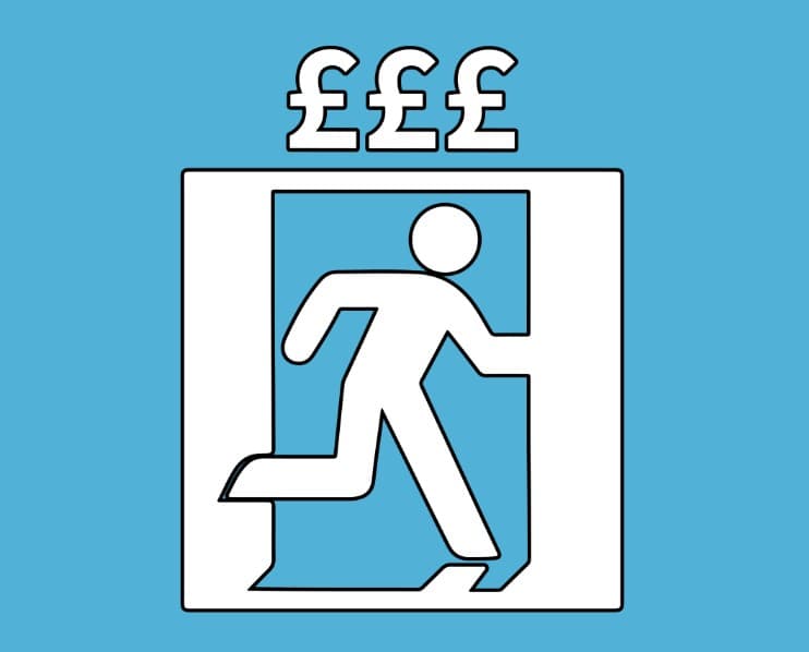 Exit sign with pound symbols.