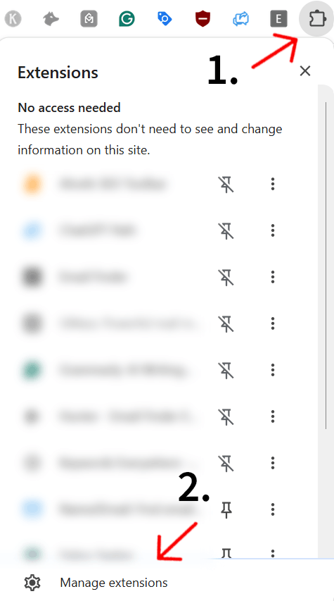 Opening extension settings in Google Chrome.