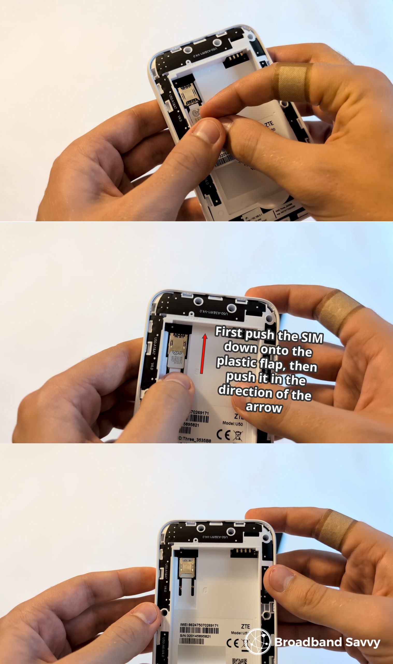 Inserting the SIM card into the MiFi device.