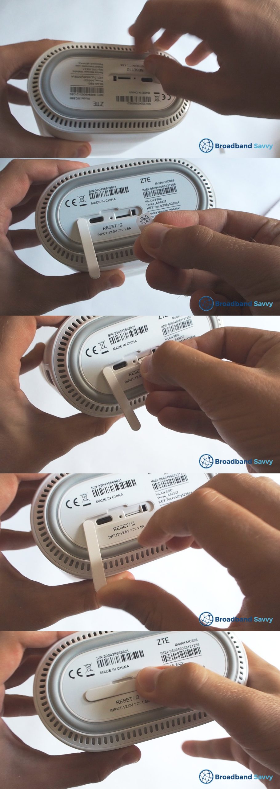 Inserting the SIM card into the router.