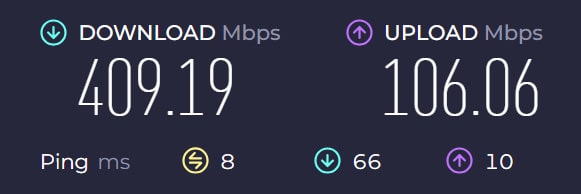 EE Smart Hub 7 Plus medium range speed test.