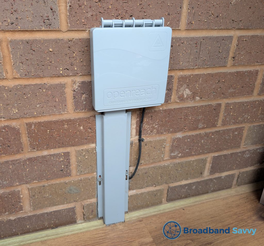 Openreach external broadband installation box, known as a customer service point.