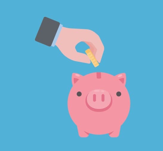 Putting coin into piggybank.