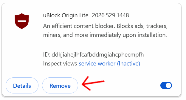 Removing extensions Google Chrome.