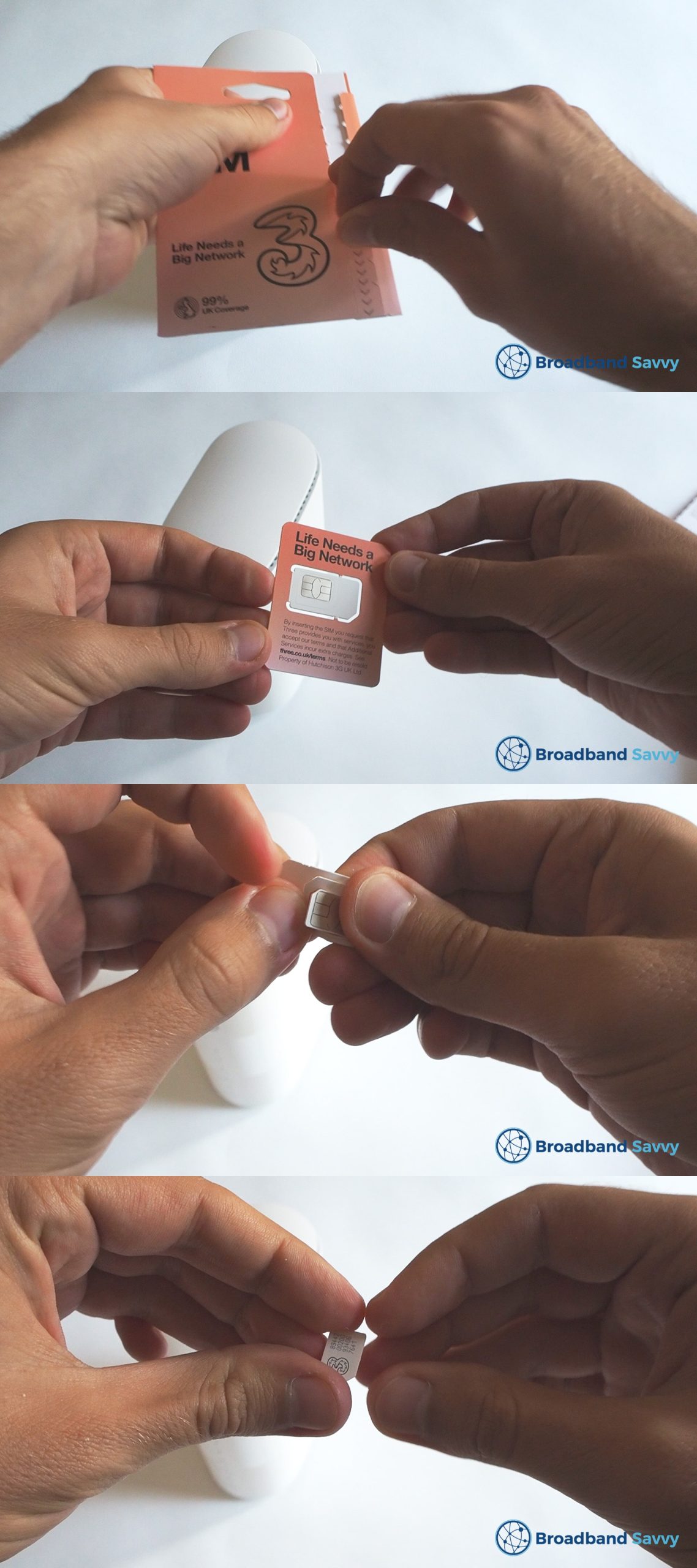 Removing the SIM card from its packaging.