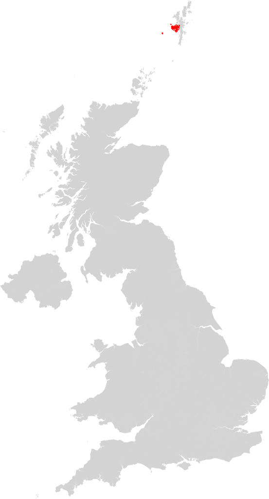 Map of the UK showing the Shetland West electoral ward.