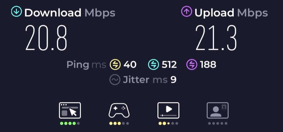 EE 4G MiFi nearby speed test.