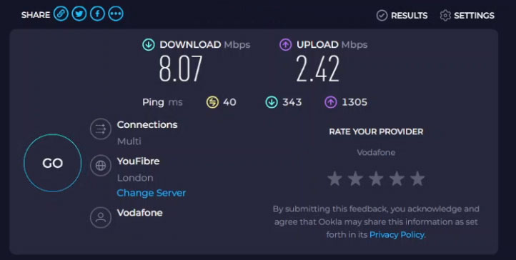 Vodafone K5161z dongle speed test.