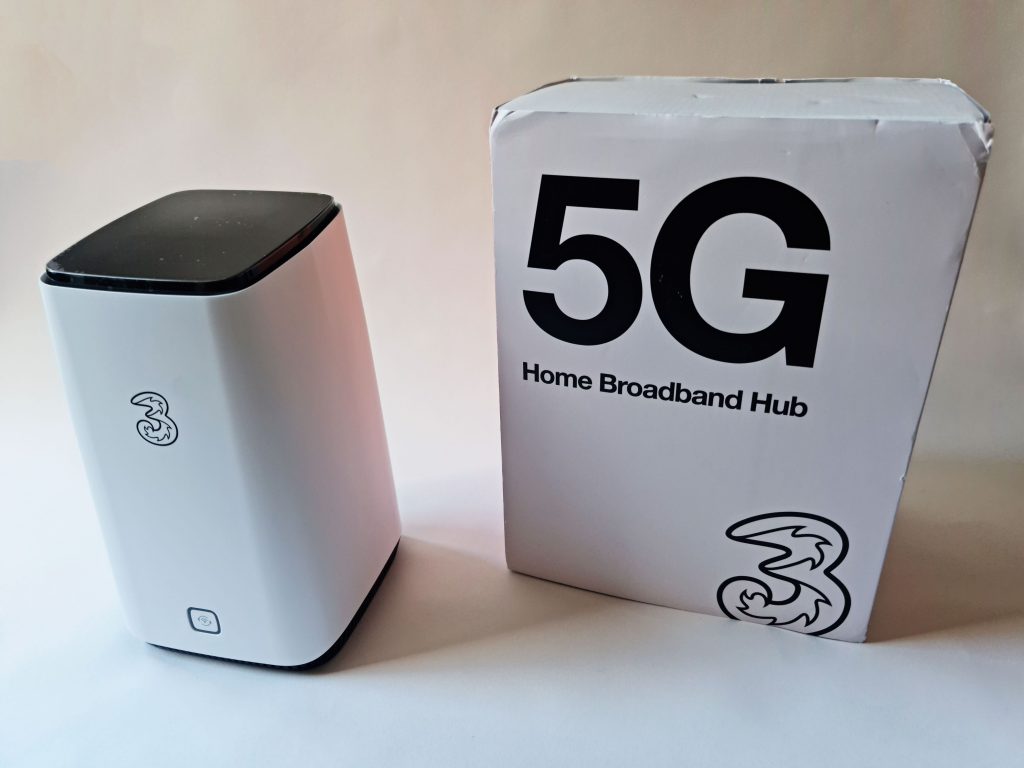 The Three 5G Hub with its box.