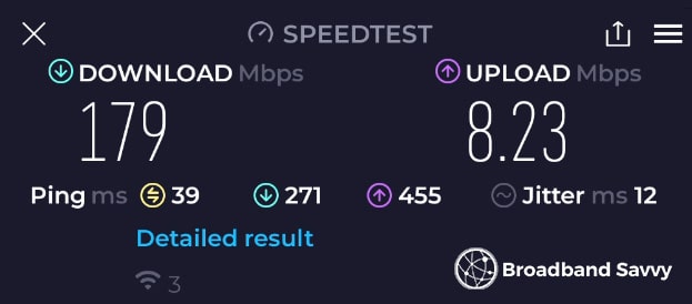 Three 5G MiFi close speed test.