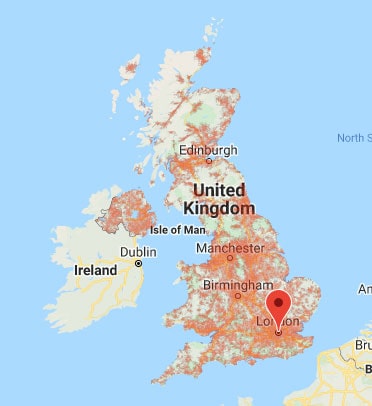 Three 4G network coverage map.