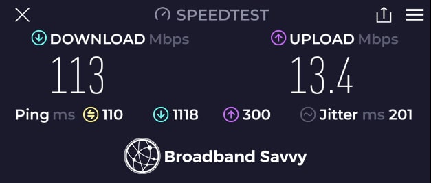 Vodafone GigaCube close speed test.