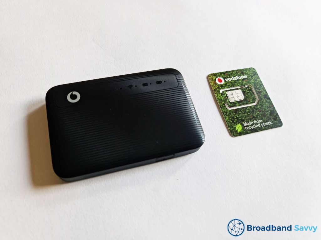 Vodafone MiFi device with Vodafone SIM.