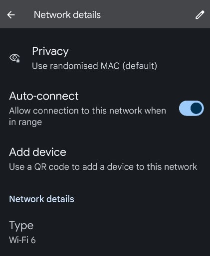 WiFi network metadata on the EE Smart 5G Hub.